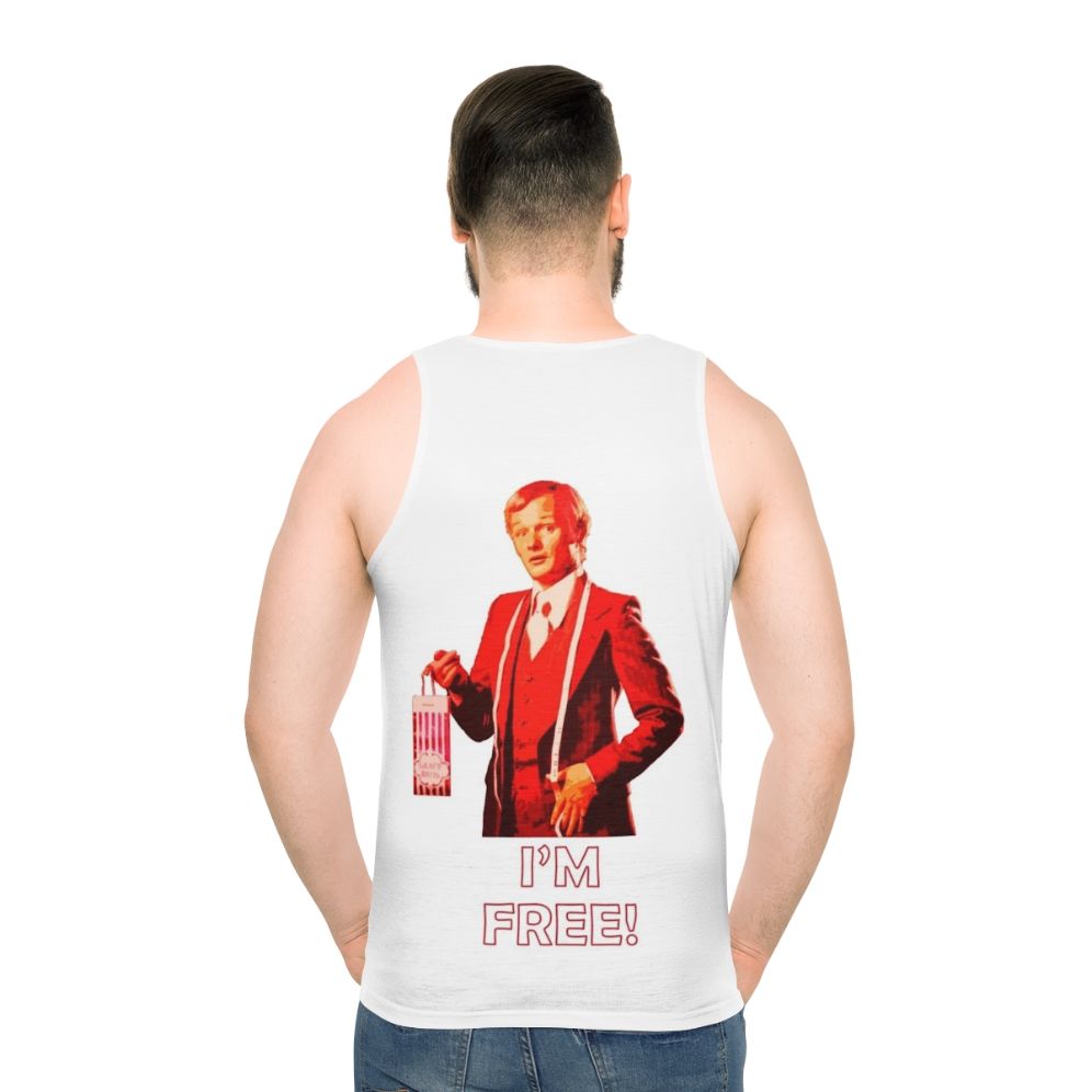 Unisex LGBTQ tank top with vintage inspired "I M Free" design