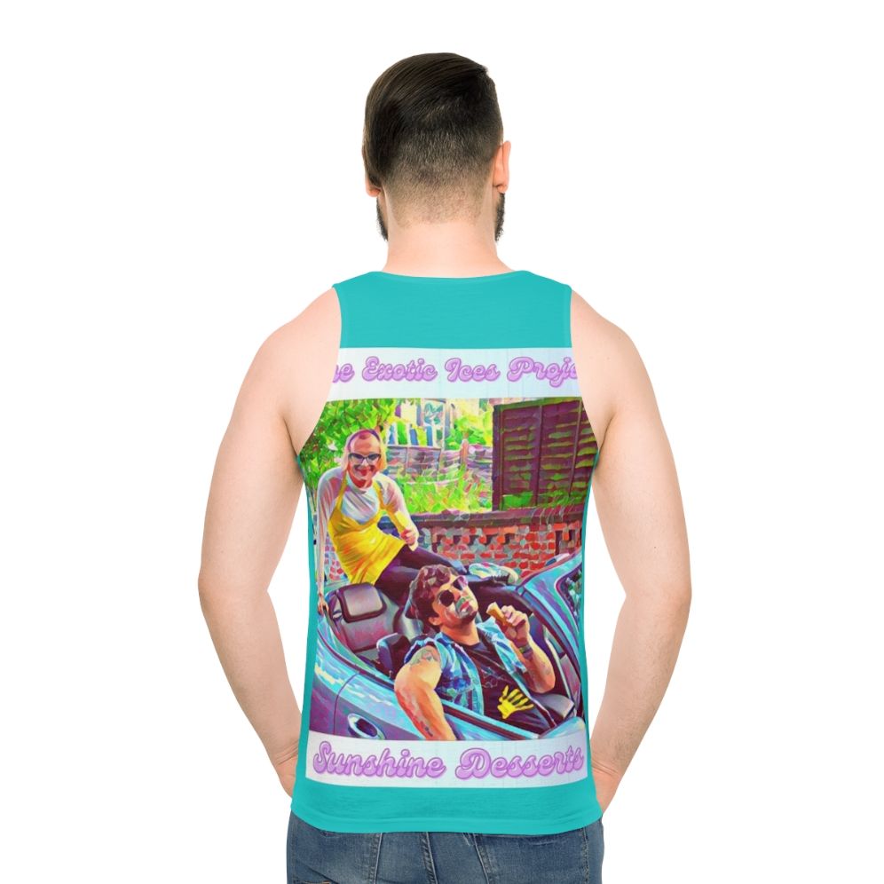 Unisex tank top with sun and dessert print