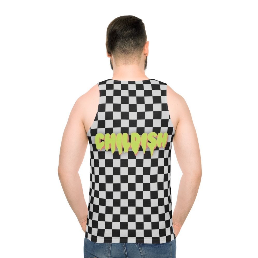 Unisex tank top with Tgfbro Childish B&W graphic design