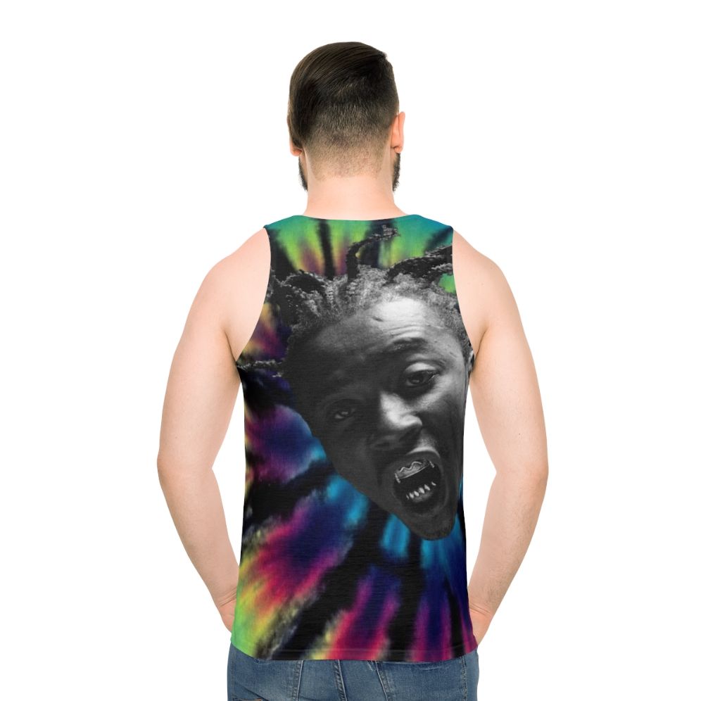 Unisex tie dye tank top with Ol Dirty Bastard inspired design
