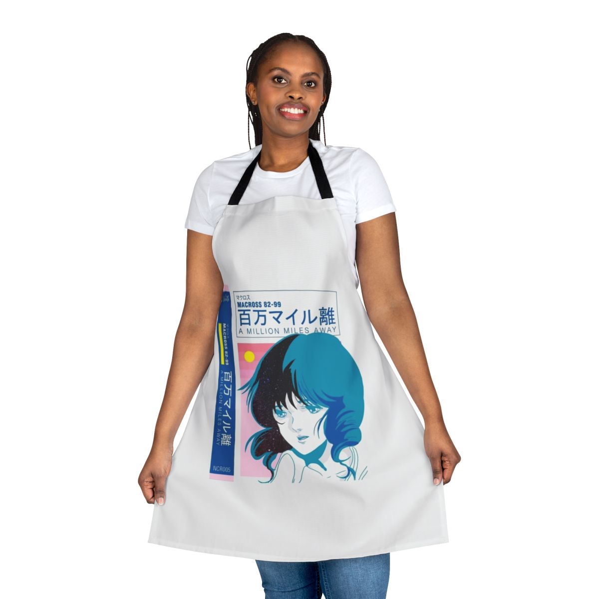 Vaporwave-inspired apron with a futuristic and retro design