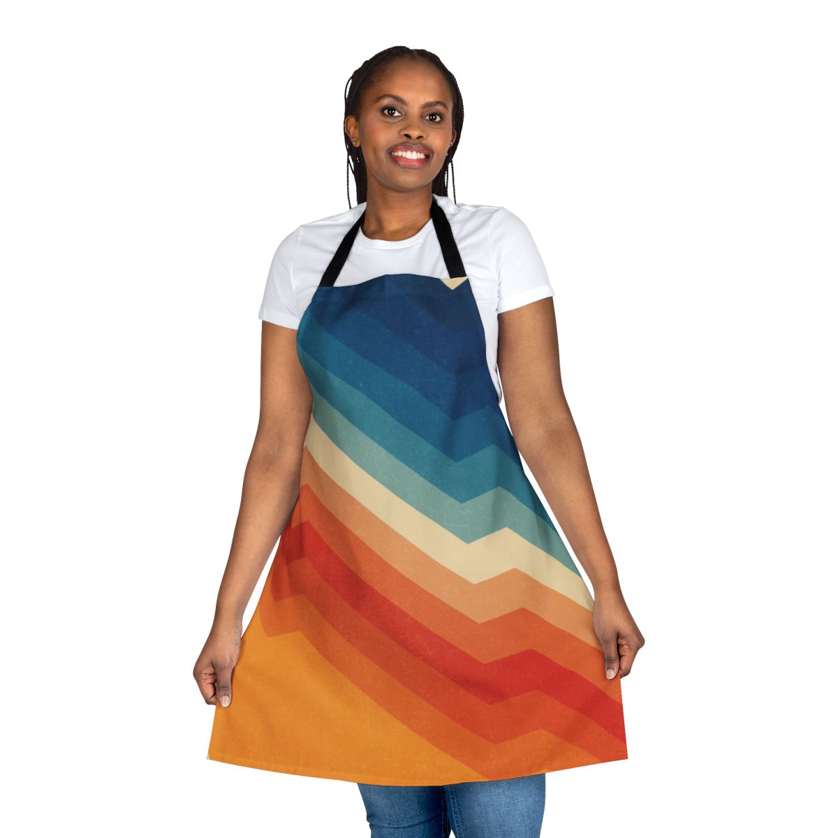 Multicolored abstract geometric patterned apron