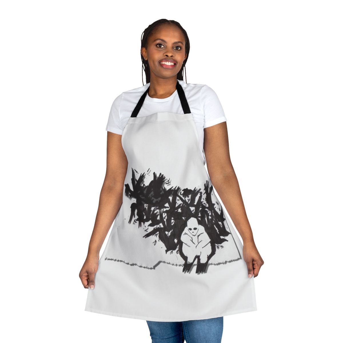 Colorful pastel apron featuring ajj and other independent music artists