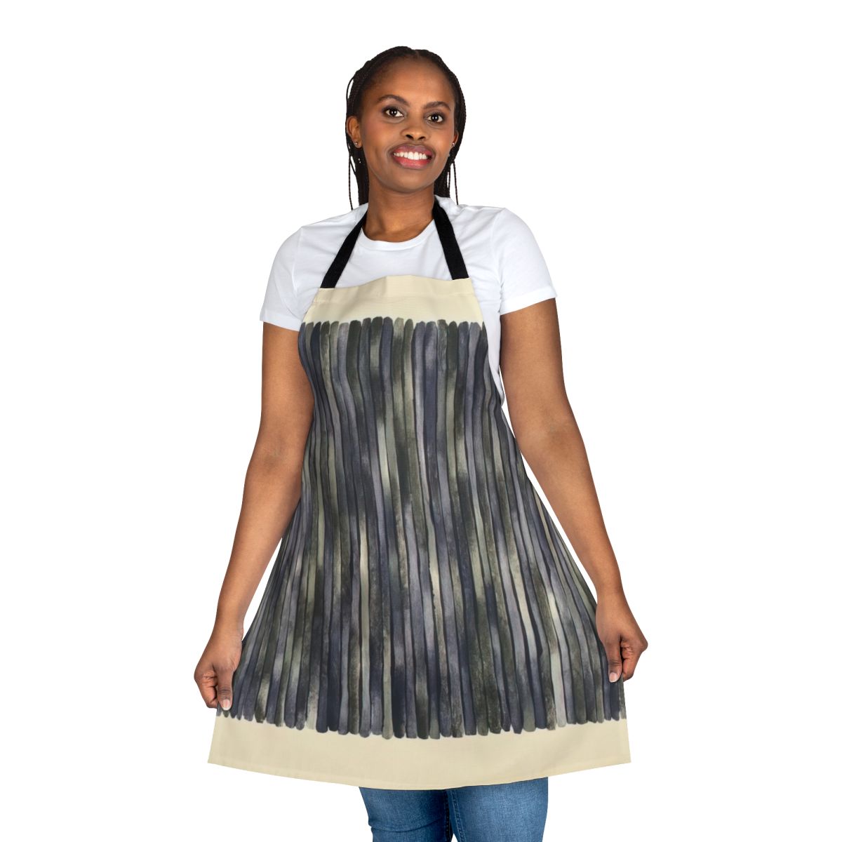 Vibrant abstract art apron featuring the colorful minimalist painting style of artist Gene Davis
