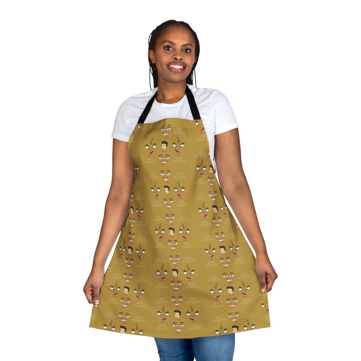 Colorful apron featuring characters from the popular Netflix animated series Big Mouth