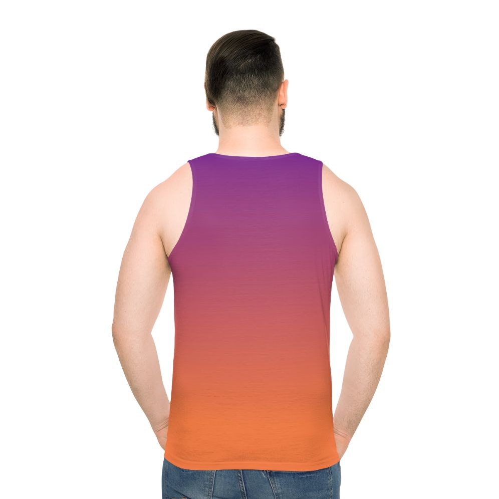 Vibrant orange and purple gradient unisex tank top
