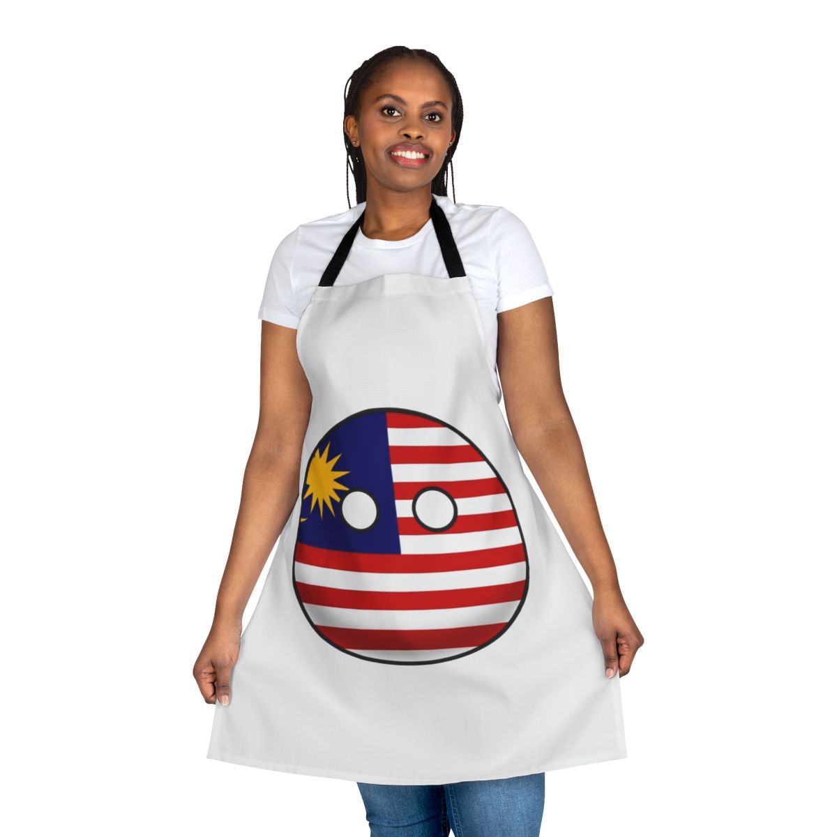 Colorful Malaysian countryball graphic printed on a high-quality apron