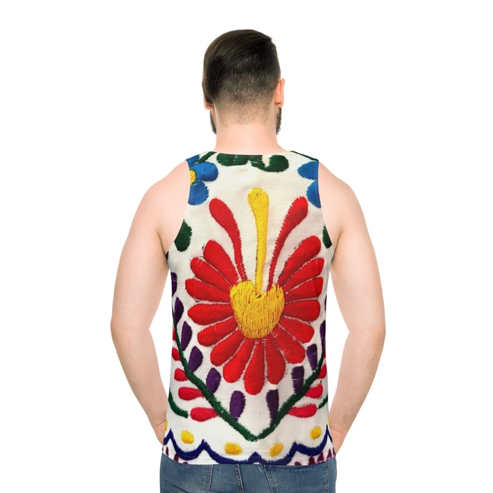 Unisex tank top featuring vibrant Mexican flowers