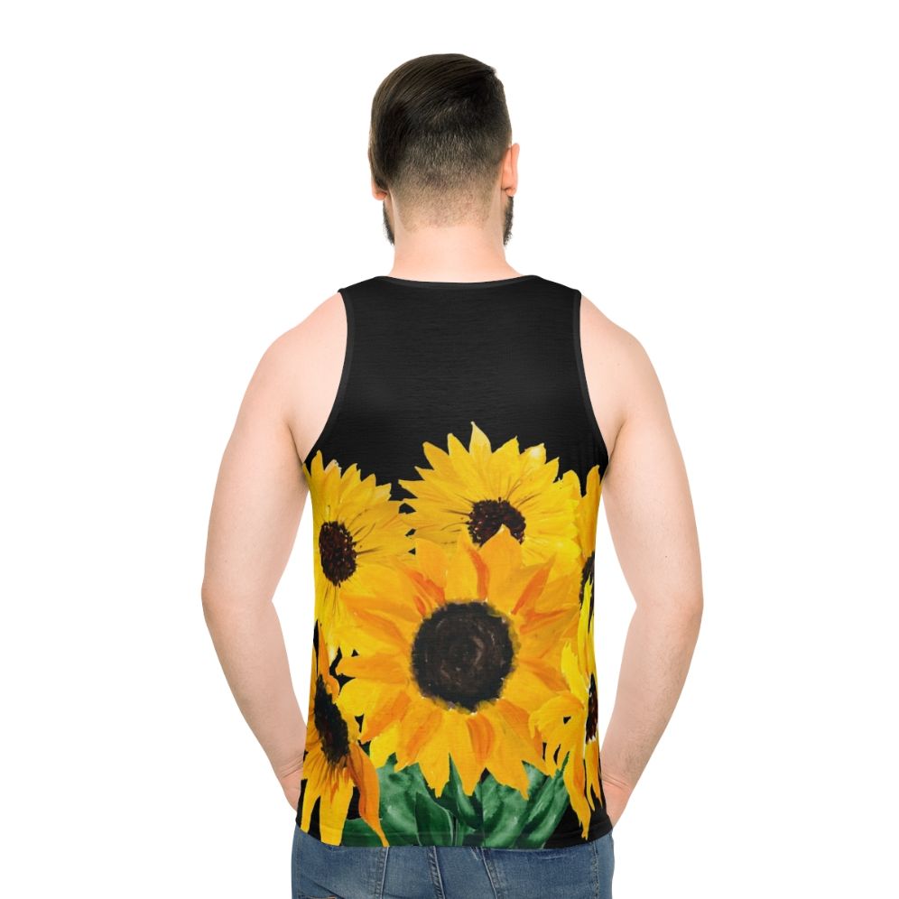 Painted sunflower bouquet unisex tank top