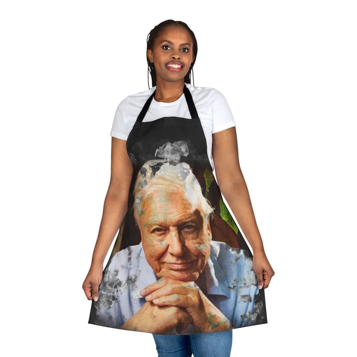 Watercolor artwork of wildlife on a high-quality apron
