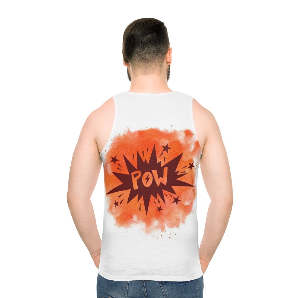 Watercolor superhero graphic on unisex tank top