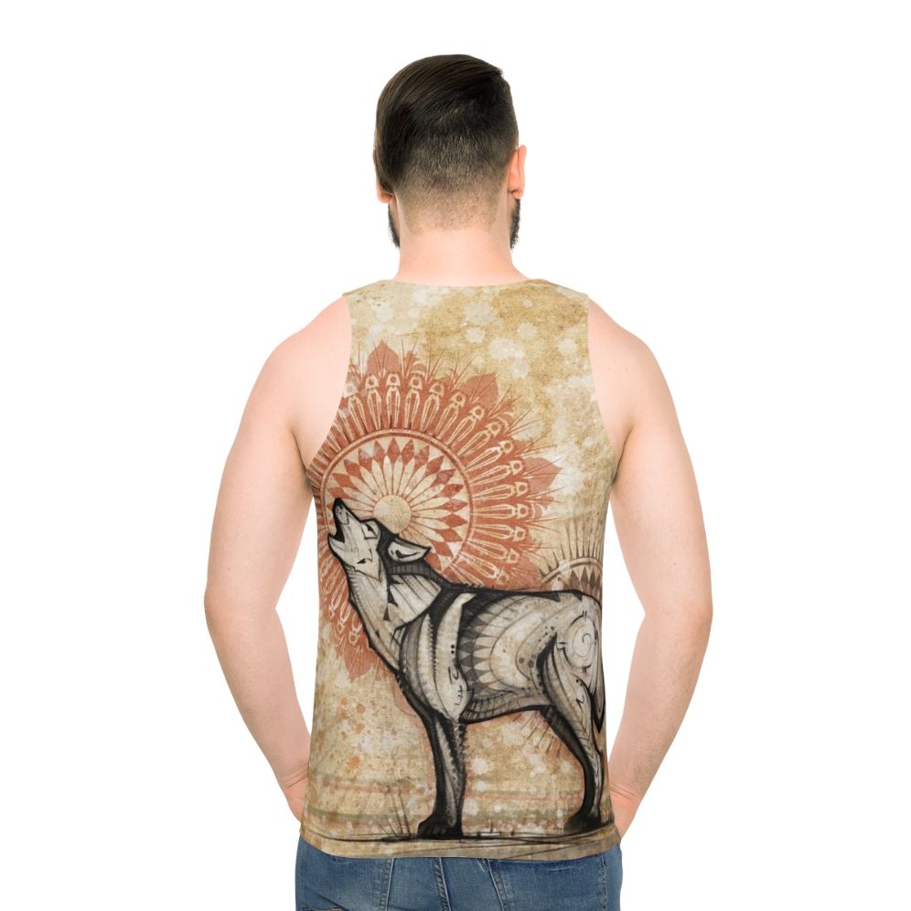 Wolf Totem Unisex Tank Top with Spiritual Mandala Design