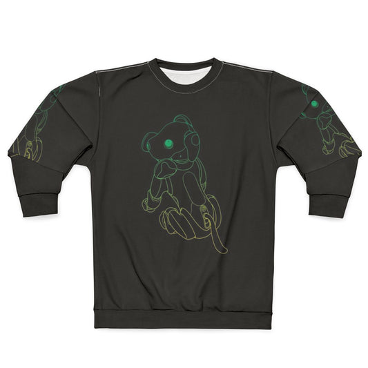Vibrant green sweatshirt with robot dog design