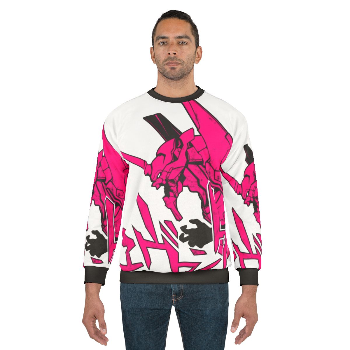 Classic Evangelion (EVA) Pink Sweatshirt with Vintage Anime Fanart Design