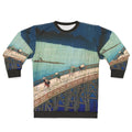 Japanese sweatshirt featuring Hiroshige's 'Sudden Shower over Shin Ohashi Bridge' ukiyo-e artwork