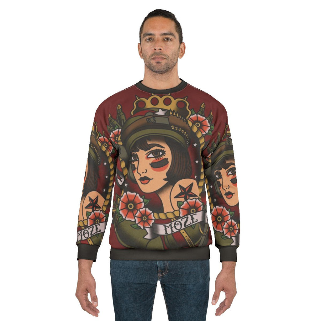 1920s tattoo style Moze Borderlands sweatshirt