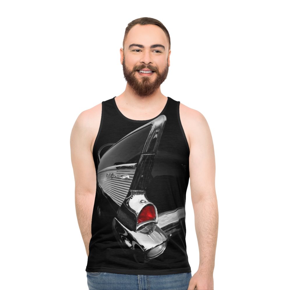 Vintage 1957 Chevy Bel Air black unisex tank top
