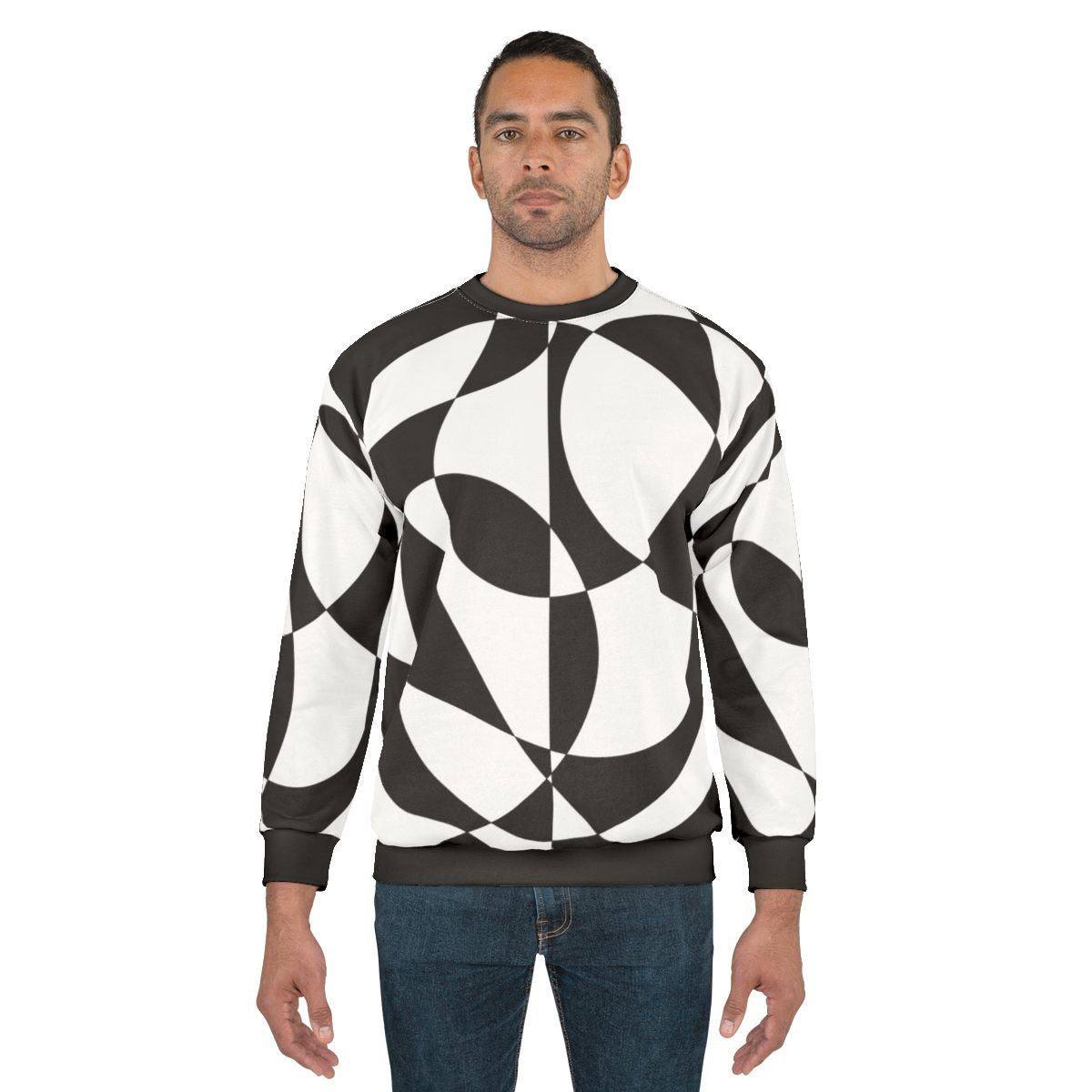 Black and White Abstract Geometric 1960s Sweatshirt