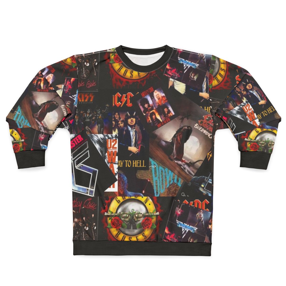 1980s rock bands collage sweatshirt