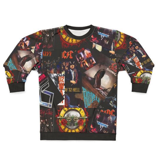 1980s rock bands collage sweatshirt