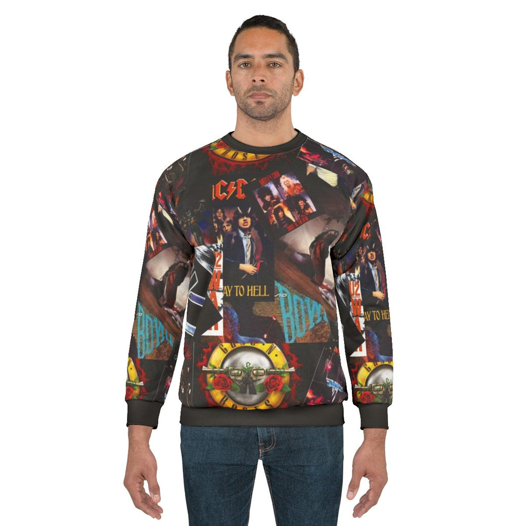 1980s rock bands collage sweatshirt