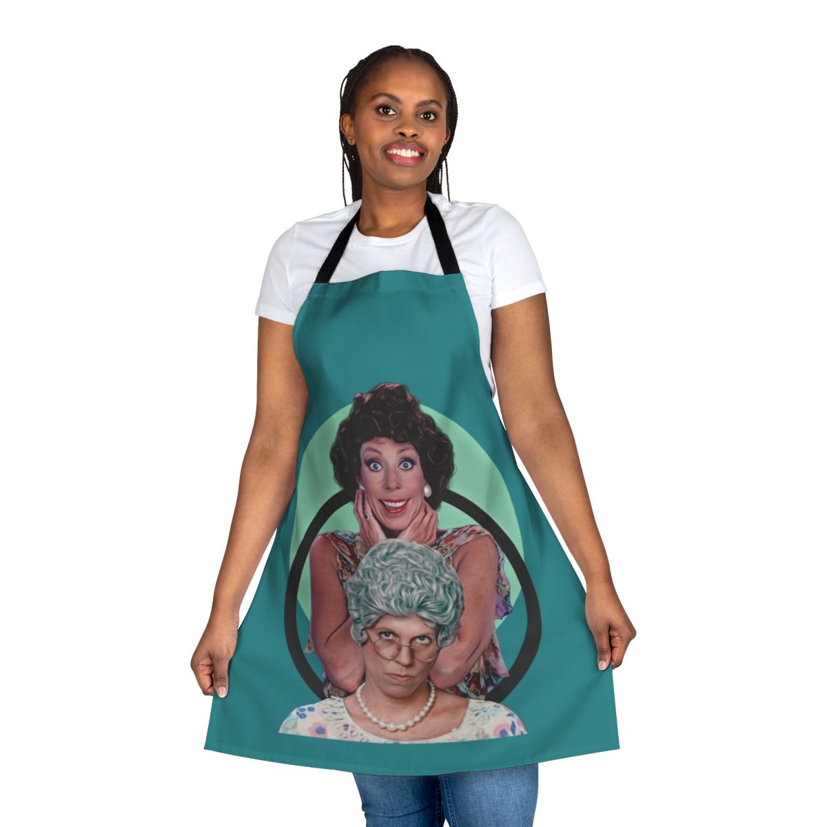Vintage-style apron featuring characters from the classic 1980s sitcom Mama's Family