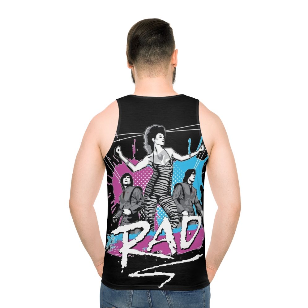 1980s unisex tank top with retro dance music design