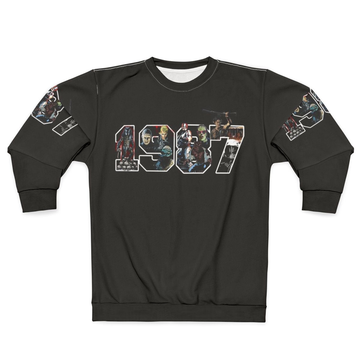 Retro 1980s sweatshirt with iconic movie and pop culture references