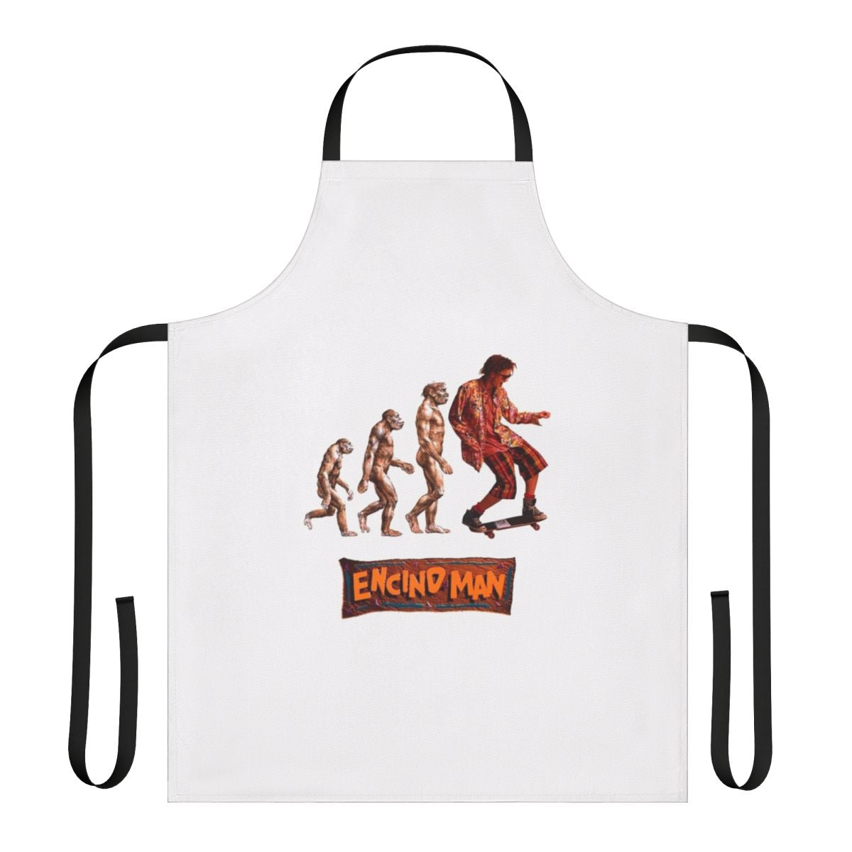 Encino Man themed apron featuring a vintage comedy design for 30th birthdays and more