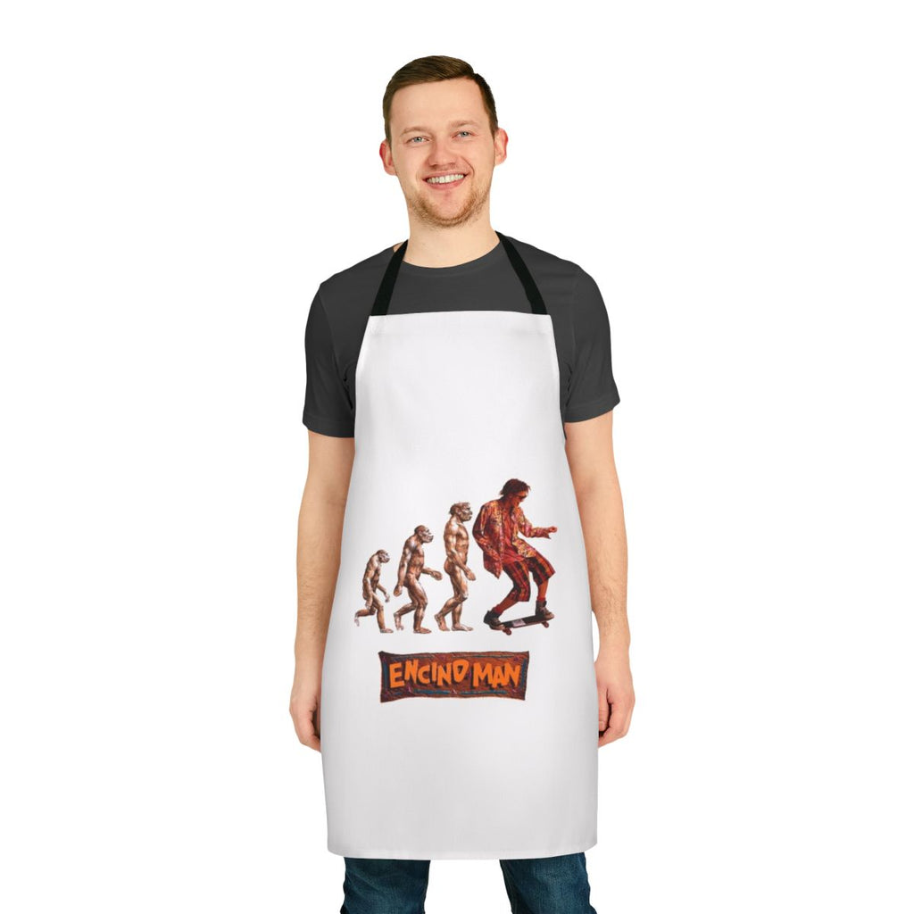 Encino Man themed apron featuring a vintage comedy design for 30th birthdays and more