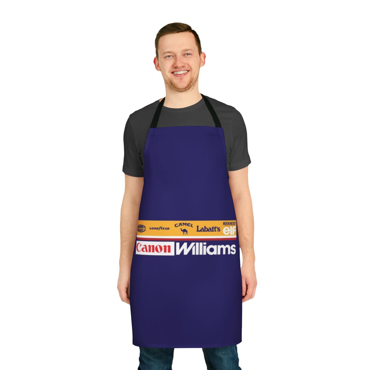 1992 Williams FW14B inspired retro-style motorsport apron with Camel branding