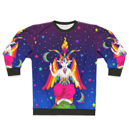 Neon rainbow baphomet sweatshirt with occult and satanic elements
