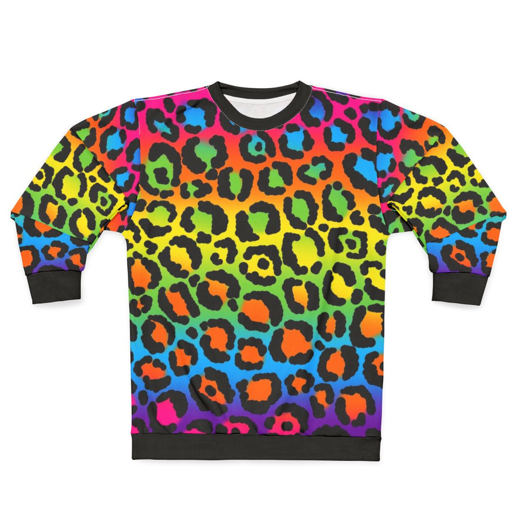 Retro 1997 neon rainbow leopard print sweatshirt