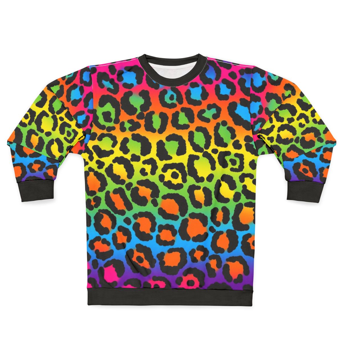 Retro 1997 neon rainbow leopard print sweatshirt
