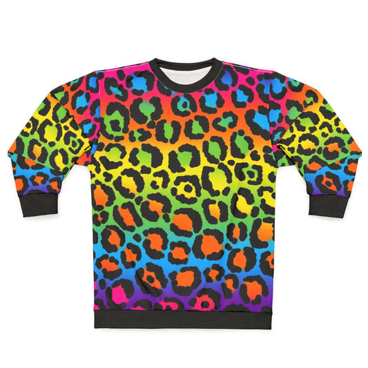 Retro 1997 neon rainbow leopard print sweatshirt