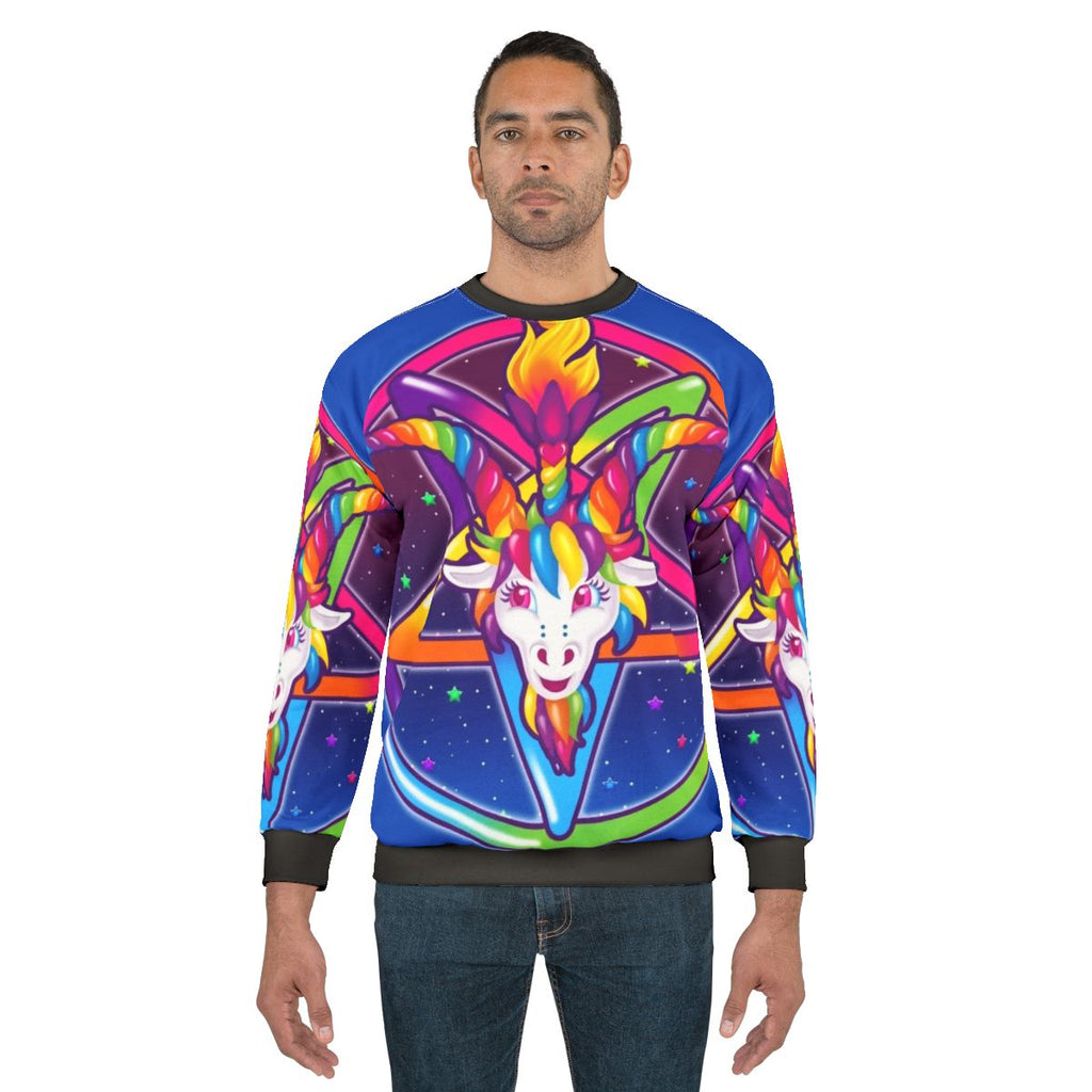 90s neon retro baphomet sweatshirt