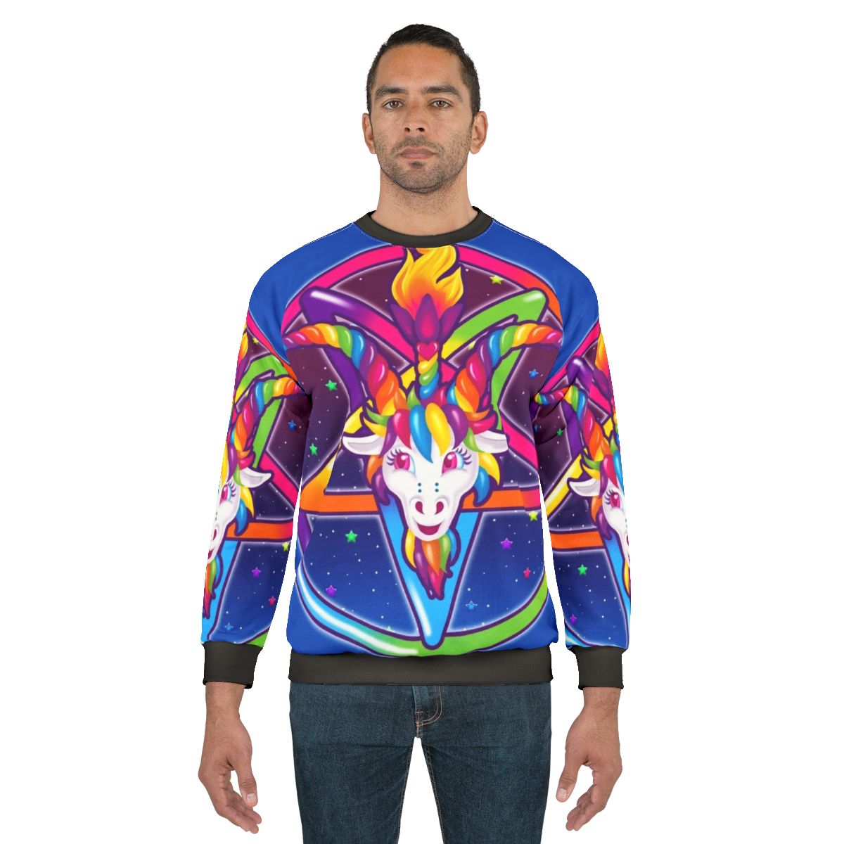 90s neon retro baphomet sweatshirt
