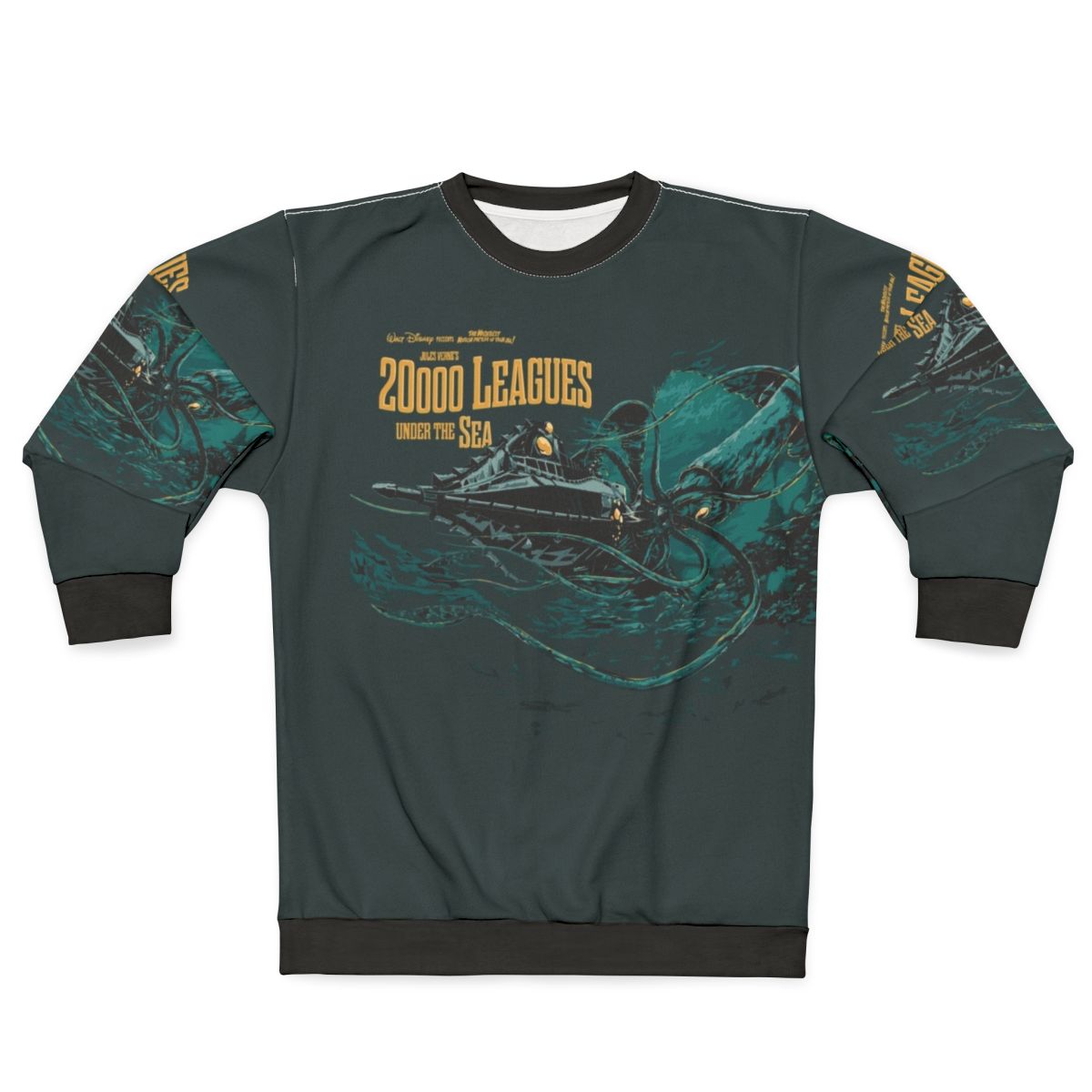 Vintage 20000 Leagues Under the Sea Sweatshirt with Jules Verne, steampunk, and nautical design