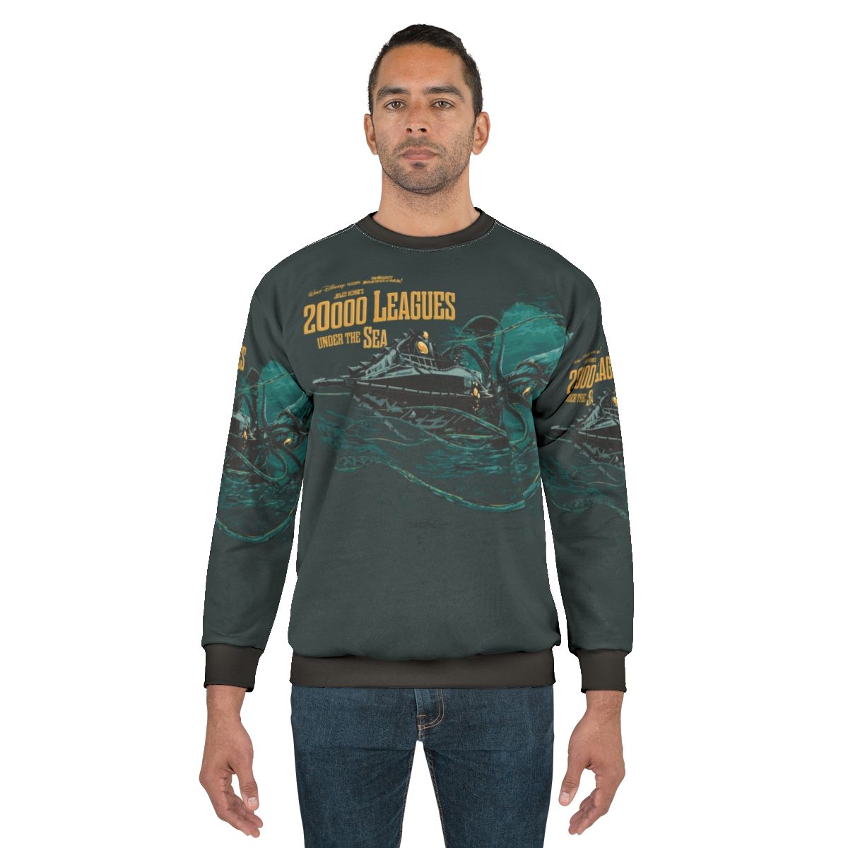 Vintage 20000 Leagues Under the Sea Sweatshirt with Jules Verne, steampunk, and nautical design