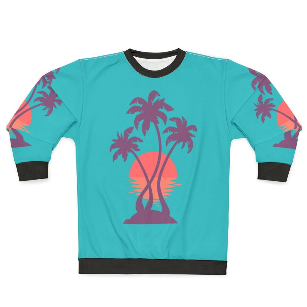 Palm sunset graphic on sweatshirt
