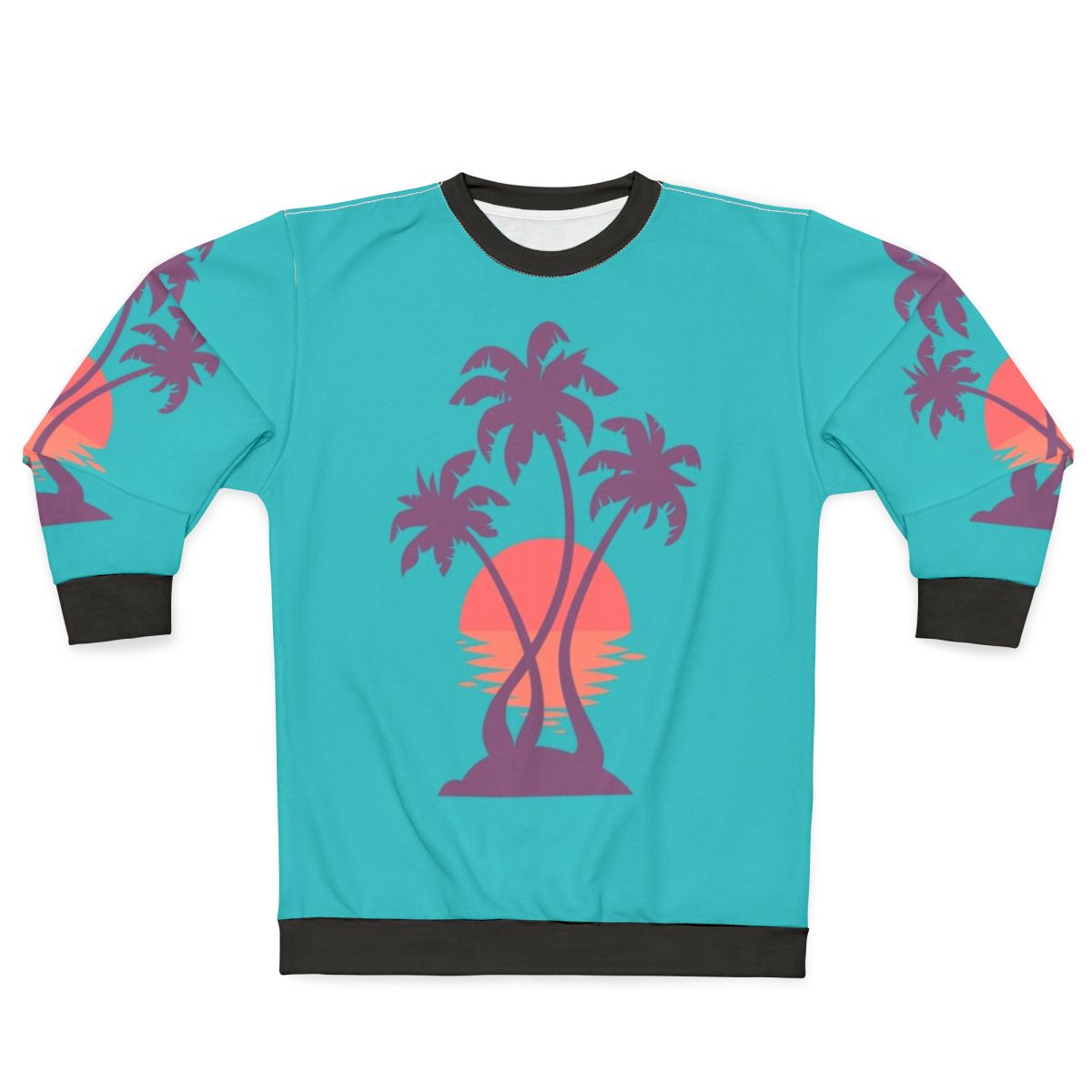 Palm sunset graphic on sweatshirt