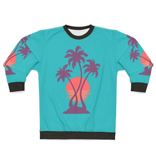 Palm sunset graphic on sweatshirt