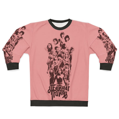 Eleven from Stranger Things wearing a 3 times stranger sweatshirt