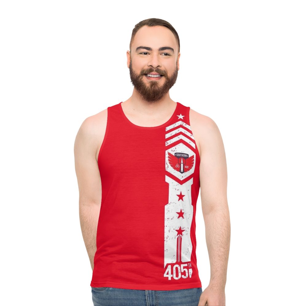 405th Southern Regiment unisex tank top with Halo Spartan armor design