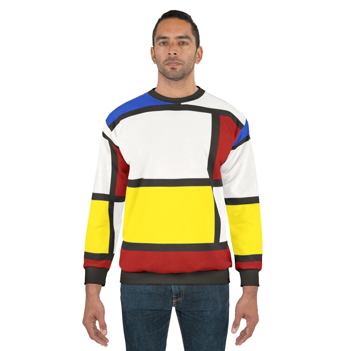 Retro 60s mod style sweatshirt in white, red, and yellow