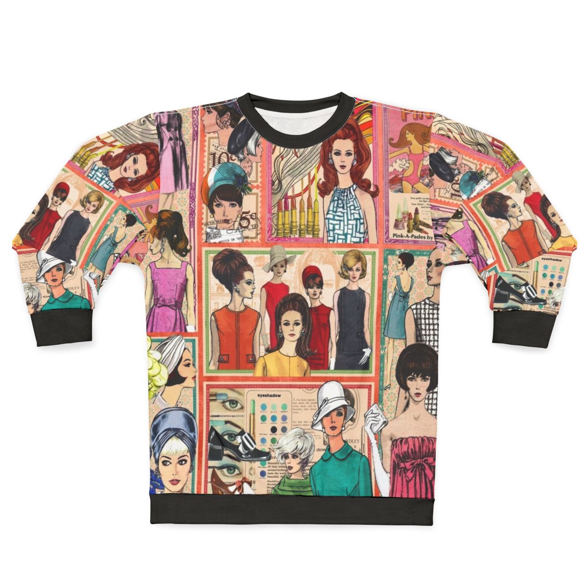 1960s fashion collage print sweatshirt