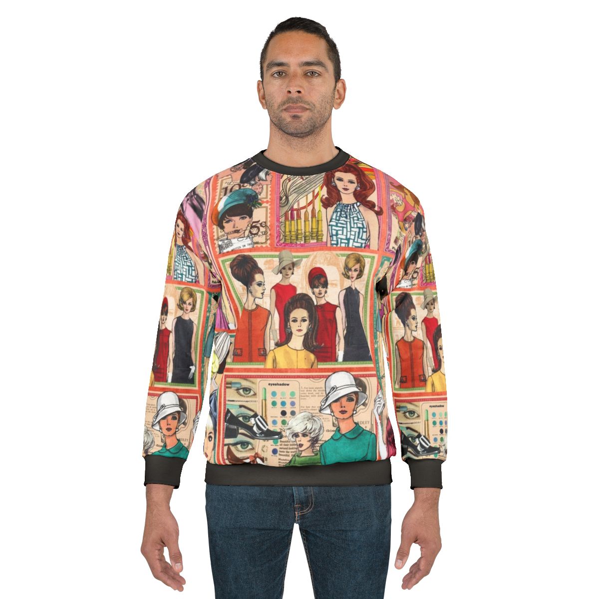 1960s fashion collage print sweatshirt