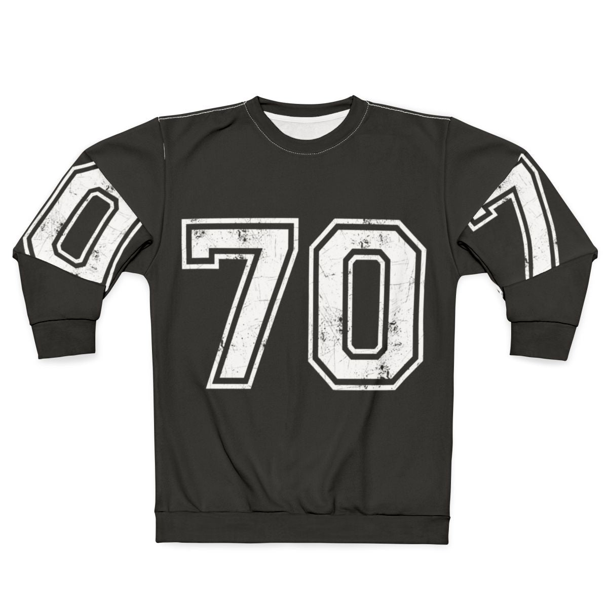 Sports sweatshirt with large number 70 jersey design