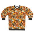 Retro flower power sweatshirt with 70s 60s floral pattern
