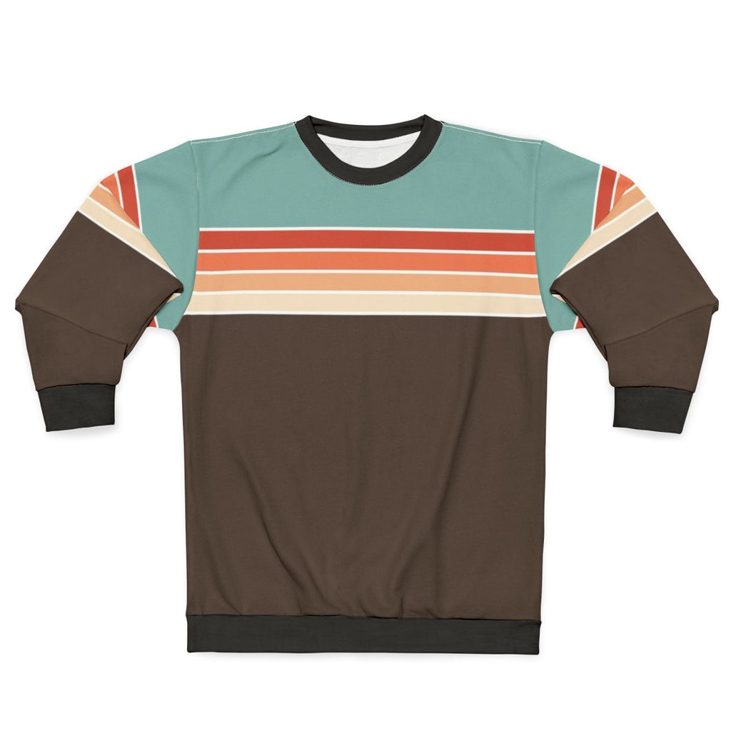 70s vintage retro striped sweatshirt with abstract pattern